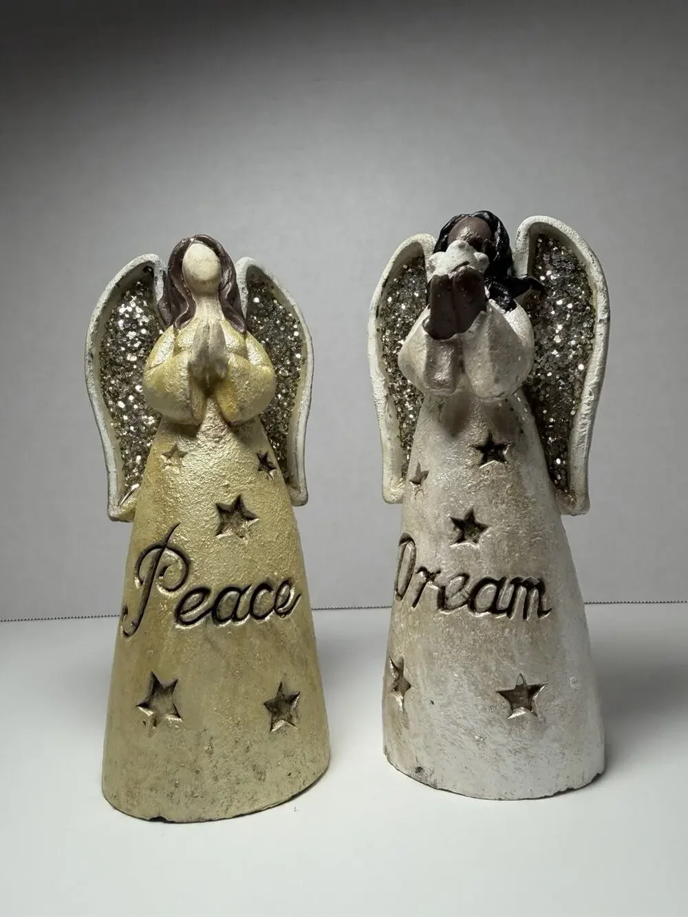 Two Piece Two Color Vintage “Peace & Dream” Angel Set